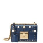 Gucci Blue Padlock Small Studded Leather Shoulder Bag