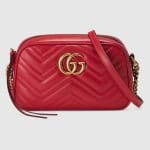 Gucci Hibiscus Red GG Marmont Matelasse Small Chain Shoulder Bag