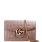 Gucci Nude GG Marmont Pearly Matelasse Wallet-on-Chain Bag