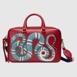 Gucci Red Snake Print Large Top Handle Bag