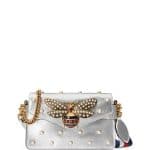 Gucci Silver Broadway Pearly Bee Shoulder Bag