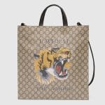 Gucci Tiger Print Soft GG Supreme Tote Bag