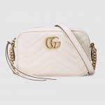 Gucci White GG Marmont Matelasse Mini Chain Shoulder Bag