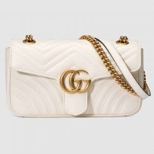 Gucci White GG Marmont Matelasse Small Flap Bag