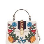 Gucci White Multicolor Sylvie Embroidered Leather Top-Handle Satchel Bag