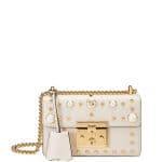 Gucci White Padlock Small Studded Leather Shoulder Bag