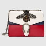 Gucci White/Red/Blue Bee Embroidered Medium Dionysus Shoulder Bag