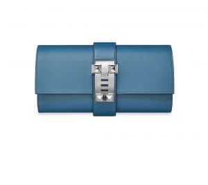 Hermes Agate Blue Medor Clutch Bag