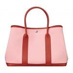 Hermes Sakura Pink/Red Canvas/Cowhide Garden Party 36 Bag