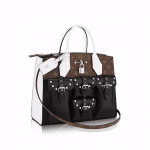 Louis Vuitton Black/White Smooth Calfskin and Monogram Canvas City Steamer MM Bag