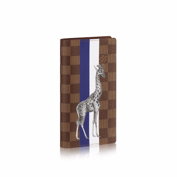 LOUIS VUITTON Savane Monogram Chapman Giraffe Brazza Wallet Encre 216679