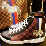 Louis Vuitton Damier Ebene with Lion Print Sneakers
