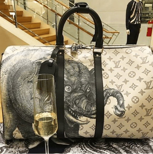 Louis Vuitton Limited Edition Chapman Steamer Backpack in Monogram Savane  Canvas with Elephant Print, Chapman Brothers, Spring Summer 2017