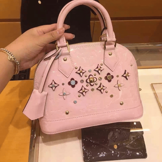 LOUIS VUITTON Monogram Vernis Alma BB Rose Velours M91585 Hand Shoulde –  Debsluxurycloset