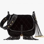 Prada Black Calf Leather/Velvet with Fringe Corsaire Bag