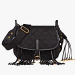 Prada Black Quilted Fabric with Fringe Corsaire Bag