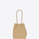 Saint Laurent Beige Raffia/Leather Small Seau Bucket Bag