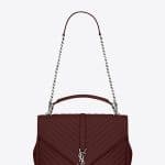 Saint Laurent Dark Red Matelasse Large Monogram College Bag