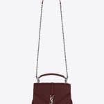 Saint Laurent Dark Red Matelasse Medium Monogram College Bag