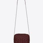 Saint Laurent Dark Red Y Matelasse Small Monogram Bowling Bag