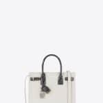 Saint Laurent Dove White/Black/Ivory/Silver Leather and Python Skin Baby Sac De Jour Bag