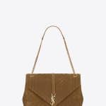 Saint Laurent Light Ocher Suede Mixed Matelasse Large Monogram Satchel Bag