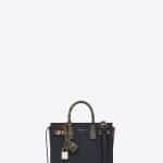 Saint Laurent Navy/Black/Ivory/Silver Leather and Python Skin Nano Sac De Jour Bag