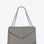 Saint Laurent Pearl Grey Y Matelasse Large Monogram Envelope Satchel Bag