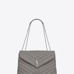 Saint Laurent Pearl Grey Y Matelasse Medium Monogram Envelope Satchel Bag