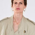 Celine Khaki Beige Trench Coat and Dot Hoop Earrings