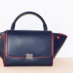 Celine Navy with Red Piping Small Trapeze Bag