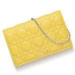 Dior Acacia Yellow Lambskin Lady Dior Wallet On Chain Bag