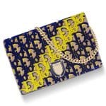 Dior Beige Oblique Fabric Embroidered with Tufted Velvet Diorama Wallet On Chain Pouch Bag