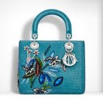 Dior Blue Python Embroidered with Crystals Lady Dior Bag