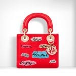 Dior Glossy Red Calfskin Embroidered with Sequins Mini Lady Dior Bag