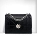 Dior Shiny Black Crinkled Lambskin Diorama Satchel Bag