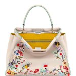 Fendi Beige Floral Embroidered Large Peekaboo Bag