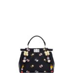 Fendi Black Floral Embroidered Mini Peekaboo Bag