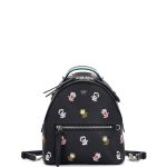 Fendi Black Floral Embroidered Mini Zaino Backpack Bag