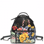Fendi Black Floral Printed Zaino Backpack Bag
