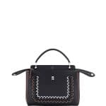 Fendi Black/Brown/White Colorblock Whipstitch Medium Dotcom Bag