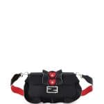 Fendi Black/Red/Bordeaux Heart Stud Baguette Wave Bag