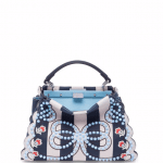 Fendi Blue Multicolor Studded Stripe Mini Peekaboo Bag