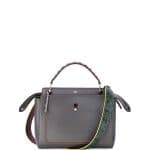 Fendi Dark Gray Snakeskin-Trim Medium Dotcom Bag