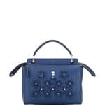 Fendi Denim Blue Flower Studded Medium Dotcom Bag