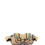 Fendi Natural Heart-Stud Raffia Baguette Wave Bag