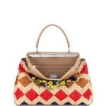 Fendi Natura/Multicolor Floral Raffia Medium Peekaboo Bag