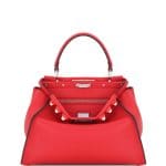 Fendi Red Studded Medium Peekaboo Bag