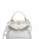Fendi White Floral Embellished Mini Peekaboo Bag