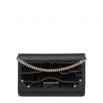 Givenchy Black Embossed Crocodile Patch Pandora Chain Wallet